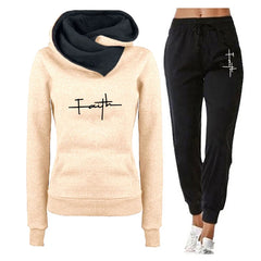 Women's Casual Tracksuit – 2-Piece Hooded Sweatshirt & Joggers Set