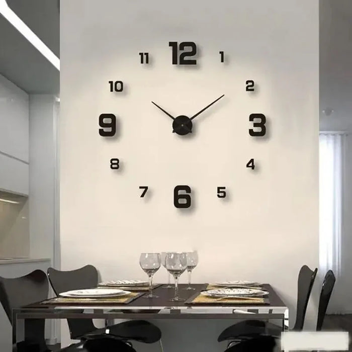 Frameless DIY Wall Clock, Silent & Stylish Home Décor