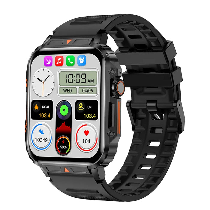 CRTORRS Military-Grade Smartwatch with Health Monitor & Bluetooth Call, Black
