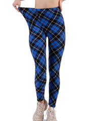 Women's High-Waisted Plaid Leggings – Push-Up Fitness & Casual Trousers