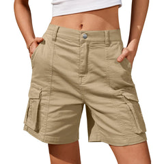 Women's Vintage Cargo Shorts – Low Waist Casual Summer Shorts with Pockets