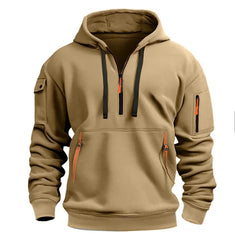 Men's Half-Zip Sports Hoodie with Zip Pockets