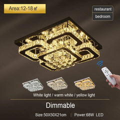 KOMORE Modern Crystal LED Flush Mount Ceiling Light – 68W, Dimmable, Cool White