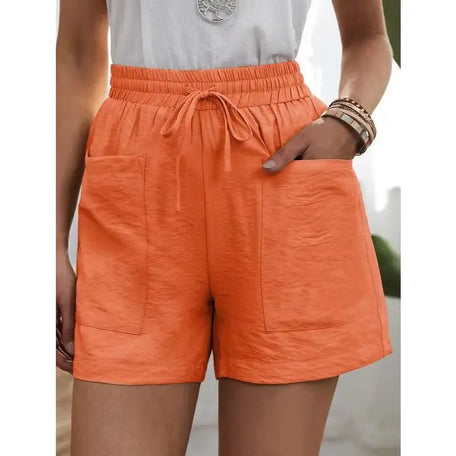Women’s High-Waisted Linen Shorts – Casual Summer Sweatshorts with Pockets