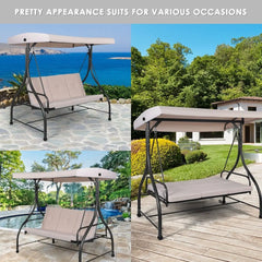 GOFLAME 3-Seater Convertible Swing Chair – Outdoor Patio & Garden Lounger