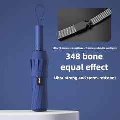 Windproof Automatic Folding Umbrella, Reinforced Ribs