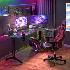L-Shaped RGB Gaming Desk – Large Corner Computer Table with LED Lights