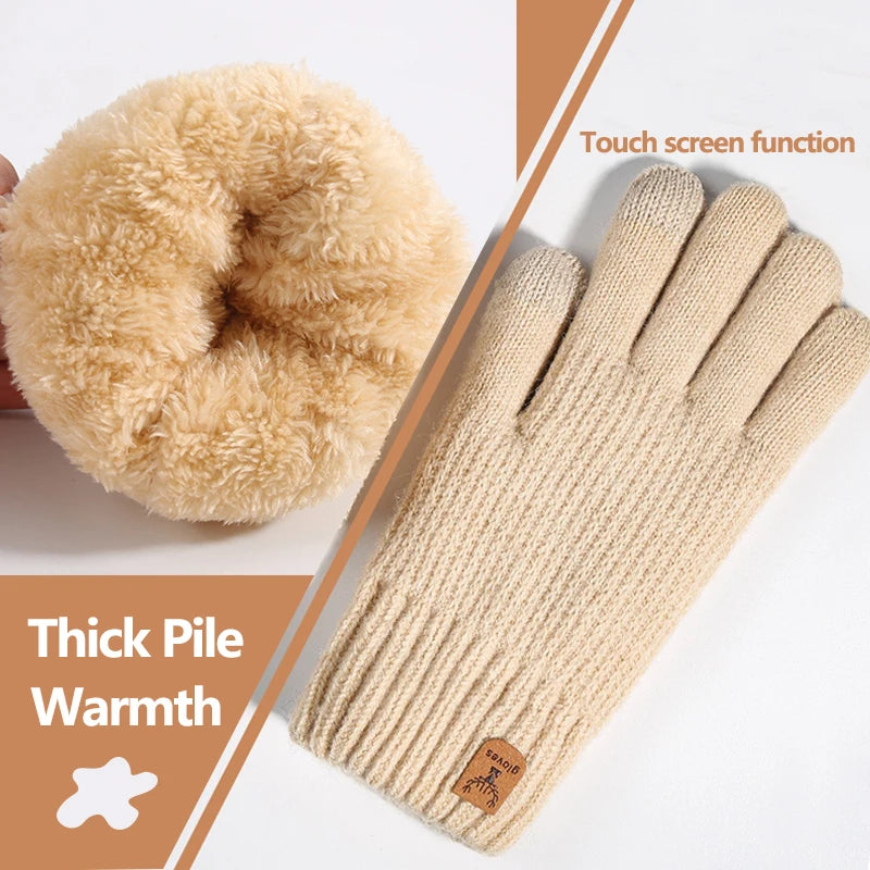 Women's Cable Knit Touchscreen Gloves, Plush Lined