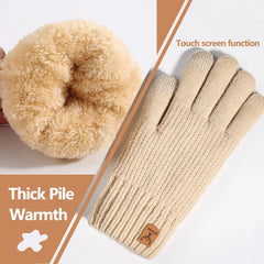Women's Cable Knit Touchscreen Gloves, Plush Lined