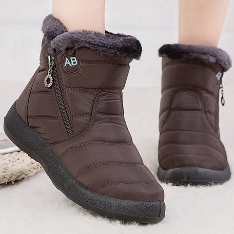 Women's Faux Fur Trim Low Heel Ankle Boots