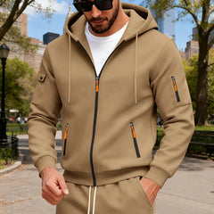 Fleece Zipper Arm Pocket Men's Hoodie