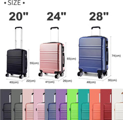 Kono 3-Piece Lightweight ABS Luggage Set – TSA Lock & 360° Spinner Wheels