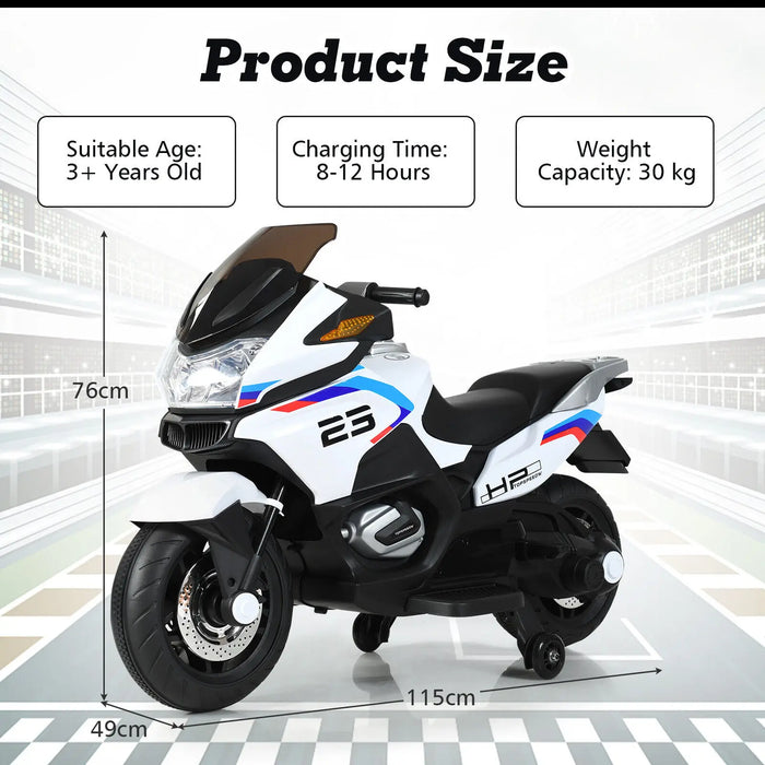 Kids' Electric Ride-On Motorcycle 12V, Ages 3-6, Training Wheels, image 2