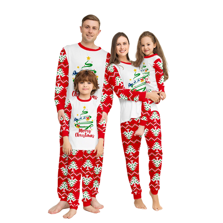 Festive Family Pyjama Set with Reindeer & Xmas Tree Print