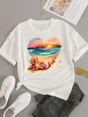 Love Letter Print Graphic T-Shirt – Casual Short Sleeve Women’s Tee