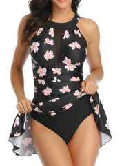 Floral Waves High-Waist Tankini