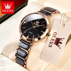 OLEVS Luxury Rose Gold Women's Ceramic Watch