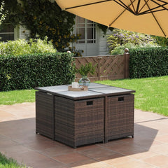 SONGMICS 9-Piece Rattan Garden Dining Set – Space-Saving Outdoor Furniture