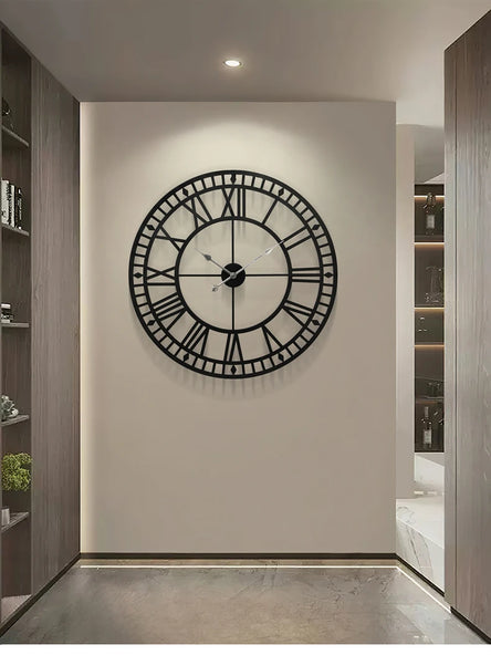 Modern 3D Metal Wall Clock – Silent Nordic Roman Numeral Clock for Home & Office