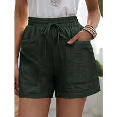 Women’s High-Waisted Linen Shorts – Casual Summer Sweatshorts with Pockets
