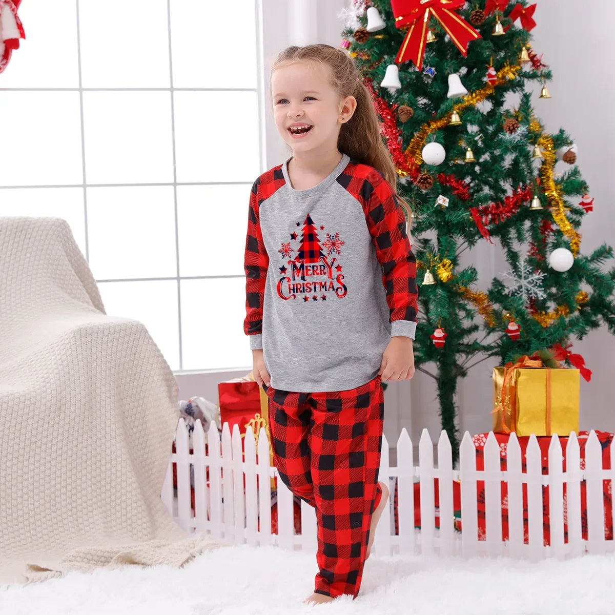 Festive Plaid Family Christmas Pyjama Set