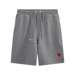 Men’s Designer Heart-Print Jogger Shorts – Hip Hop Casual Streetwear