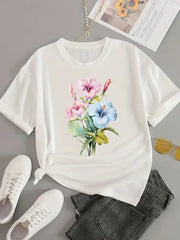 Love Letter Print Graphic T-Shirt – Casual Short Sleeve Women’s Tee