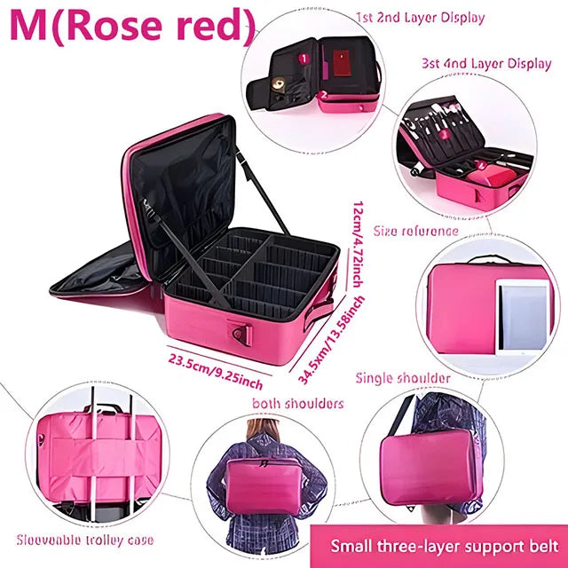 Large Makeup Case with Adjustable Dividers