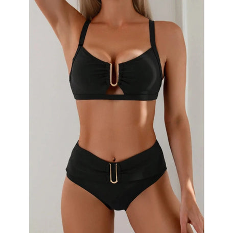 Push-Up High Waist Bikini Set – Elegant Backless Two-Piece Swimsuit for Women