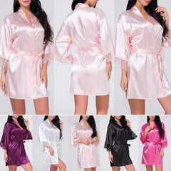 Satin Lace Kimono Robe
