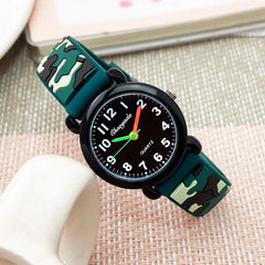 Kids' Camouflage Silicone Strap Quartz Watch