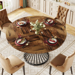 Tribesigns Round Dining Table – 47" Farmhouse Kitchen & Dining Table for 4-6 People