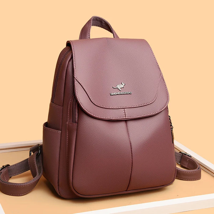 Women's Large Capacity Genuine Leather Backpack, Vintage Travel & School Bag, image 2