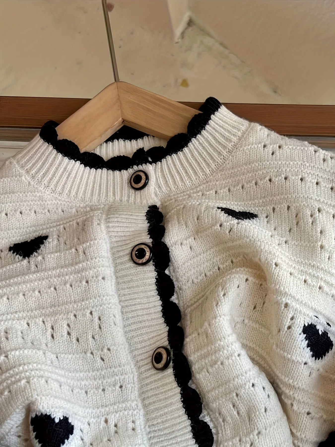 Girls' Heart Button Knitted Cardigan