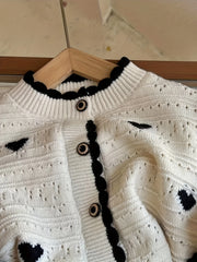 Girls' Heart Button Knitted Cardigan