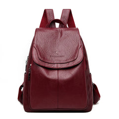 Women's Large Capacity PU Leather Backpack – Stylish Travel & School Bag