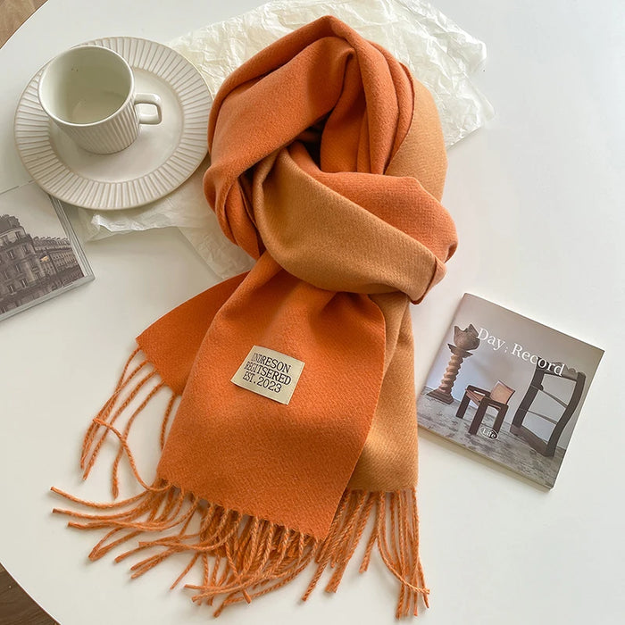 Reversible two-tone blanket scarf, photo 1