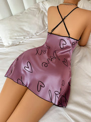 Heart & Letter Print Spaghetti Strap Nightdress