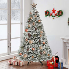 Snow Flocked Pre-Lit Christmas Tree with 8 Light Modes