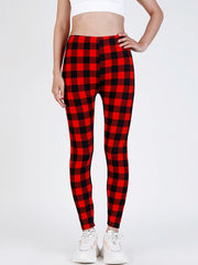Women's High-Waisted Plaid Leggings – Push-Up Fitness & Casual Trousers