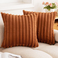 Faux Fur Striped Cushion Cover, 45 x 45 cm