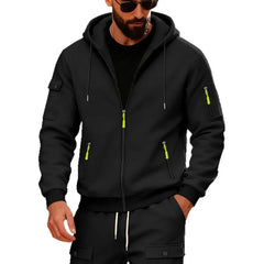 Fleece Zipper Arm Pocket Men's Hoodie