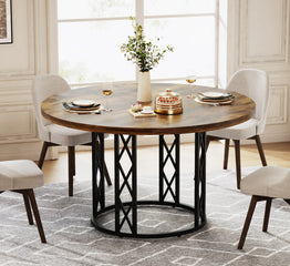 Tribesigns Round Dining Table – 47" Farmhouse Kitchen & Dining Table for 4-6 People