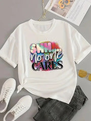 Love Letter Print Graphic T-Shirt – Casual Short Sleeve Women’s Tee