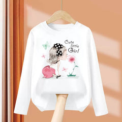Girls’ Long-Sleeve Cotton T-Shirt – Fun Printed Spring Top