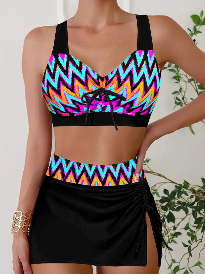 Wave Charm Tankini Set, Black