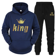King & Queen Couple Tracksuit – Matching Hoodie & Joggers Set