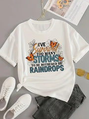 Love Letter Print Graphic T-Shirt – Casual Short Sleeve Women’s Tee