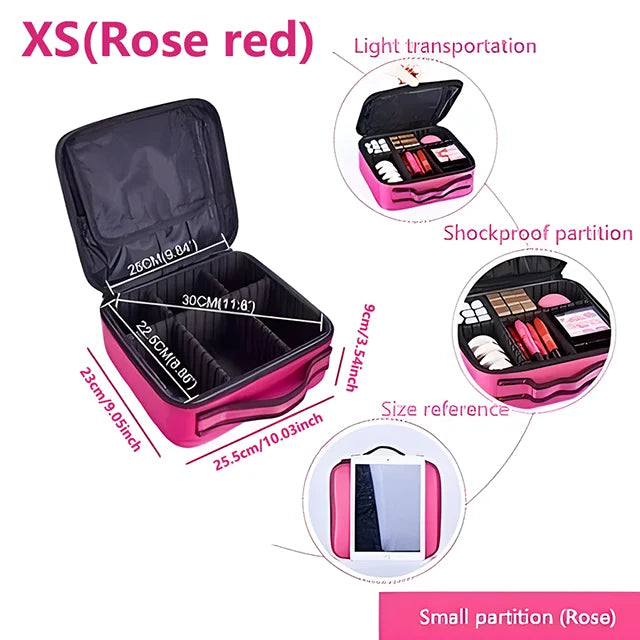 Large Makeup Case with Adjustable Dividers