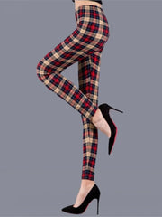 Women's High-Waisted Plaid Leggings – Push-Up Fitness & Casual Trousers